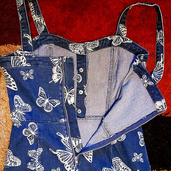 NWT   Denim with White Butterflies Dress - Picture 5 of 13